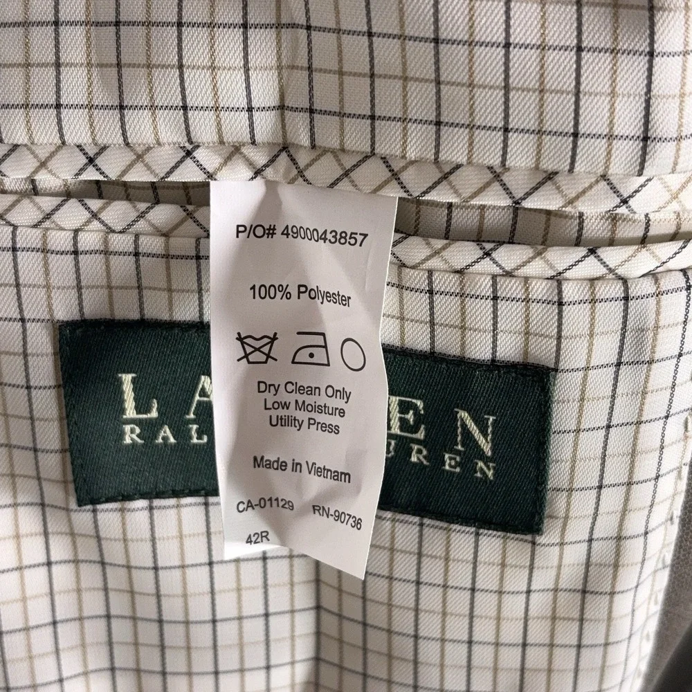 Lauren Ralph Lauren Blazer Mens 42 Brown Two Button Sport Coat Suit Jacket